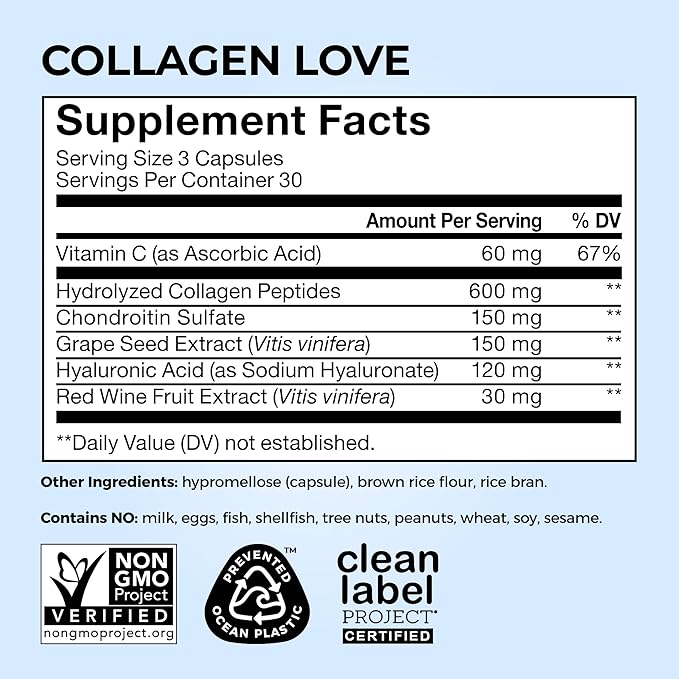 HUM Collagen Love Skin Supplement - Collagen Peptides w/Hyaluronic Acid & Vitamin C, Supports Firm Skin & Helps Minimize Signs of Aging - Supplements for Women and Men (90-Count)-VivaGrace Women