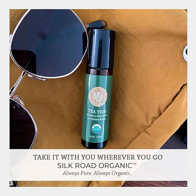 Silk Road Organic Tea Tree Essential Oil Roll On, 100% Pure USDA Certified – Healthy Skin, Toenails, Feet, Body Odor - 10 ml Roller - Always Pure, Always Organic-VivaGrace Women