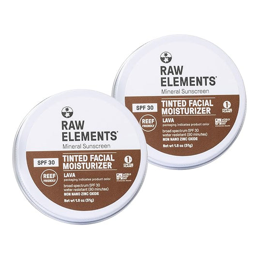 Raw Element Ultra-Moisturizing Tinted Face Cream, Non Toxic Mineral Face Sunscreen, Daily Tinted Moisturizer, Non-Nano Zinc Oxide, Reef Friendly, All Ages, SPF 30, 1.8 oz, Lava, Pack of 2-VivaGrace Women