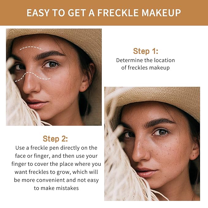 2 Pcs Freckle Pen Set, Natural Lifelike Fake Freckles Makeup Pen Magic Brown Color Freckles Makeup Tool Long-Lasting Waterproof Dot Spot Pen for Effortless Sunkissed Makeup (Light Brown)-VivaGrace Women
