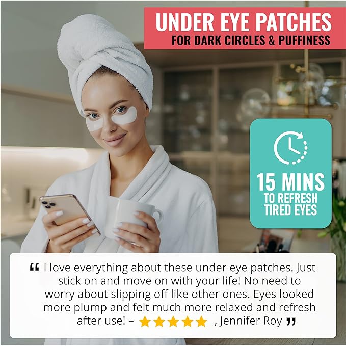LOOKATME Korean Eye Mask for Dark Circles and Puffiness, Hydrogel Eye Patch for Eye Bags with Rose Gold (60pcs x 2pk), Eye Masks for Puffy Eyes, Hyaluronic Acid and Collagen, Premium Eye Gel Pads-VivaGrace Women