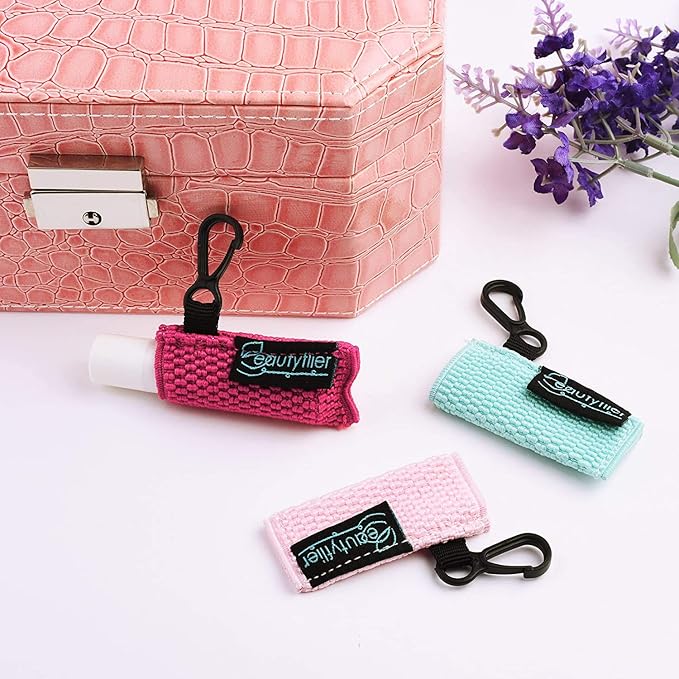 Beautyflier Cute Elastic Lip Balm Holder Keychain, Lipstick Sleeve Chapstick Sleeve Holder for Burts Bees Chapstick-VivaGrace Women