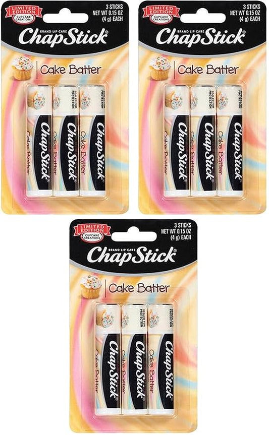 Chap Stick Lip Care - Limited Edition - Cake Batter - 3 Count Sticks Per Package - Pack of 3 Packages-VivaGrace Women