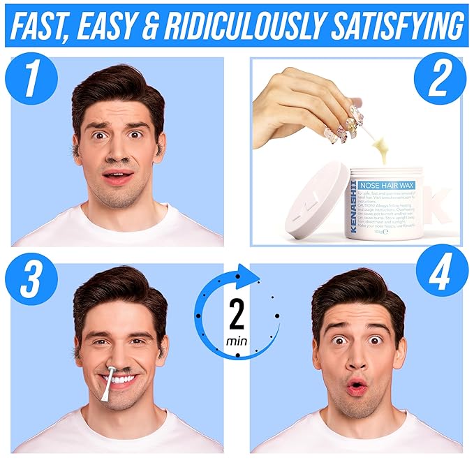 KENASHII Nose Wax Kit | 100 g Wax, 24 Applicators | Hair Removal Kit for Men and Women | Includes Balm Wipes and Mustache Guards | Lasts up to 5 Weeks-VivaGrace Women