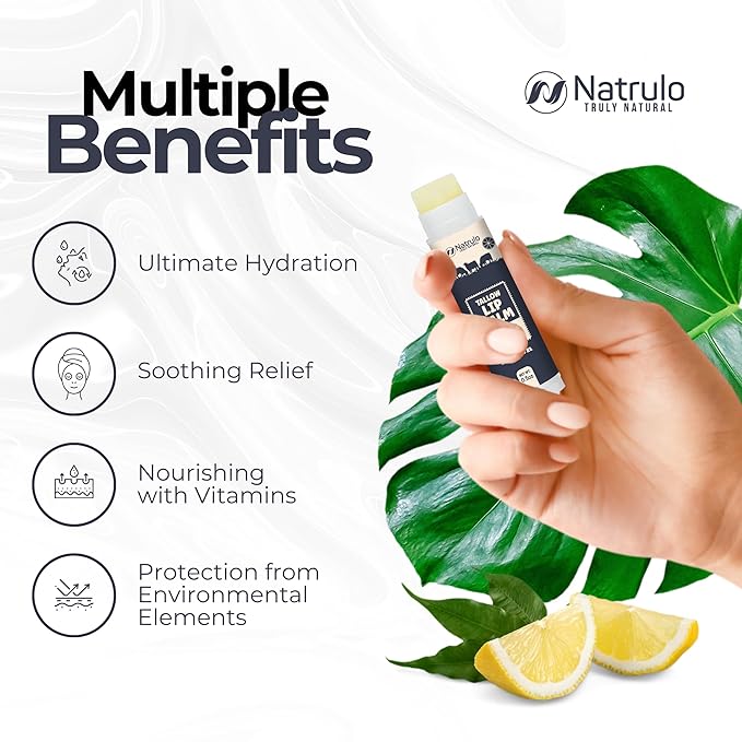 Beef Tallow Lip Balm – Natural Tallow Beeswax Chapstick – Hydrating Moisturizer Grass Fed Bison Tallow Balm Lip Care – Soothes Chapped, Dry Lips, Sensitive Skin – Long Lasting & Vitamin Rich USA-Made-VivaGrace Women