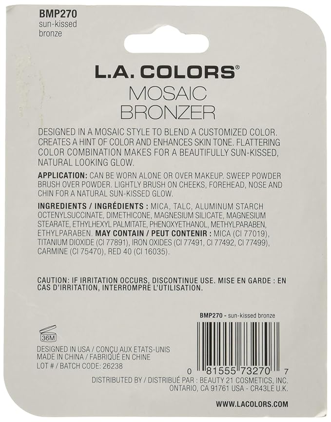 L.A. Colors Mosaic Bronzer/Blush Compact, Golden Bronze, 0.09 Ounce (Pack of 2)-VivaGrace Women