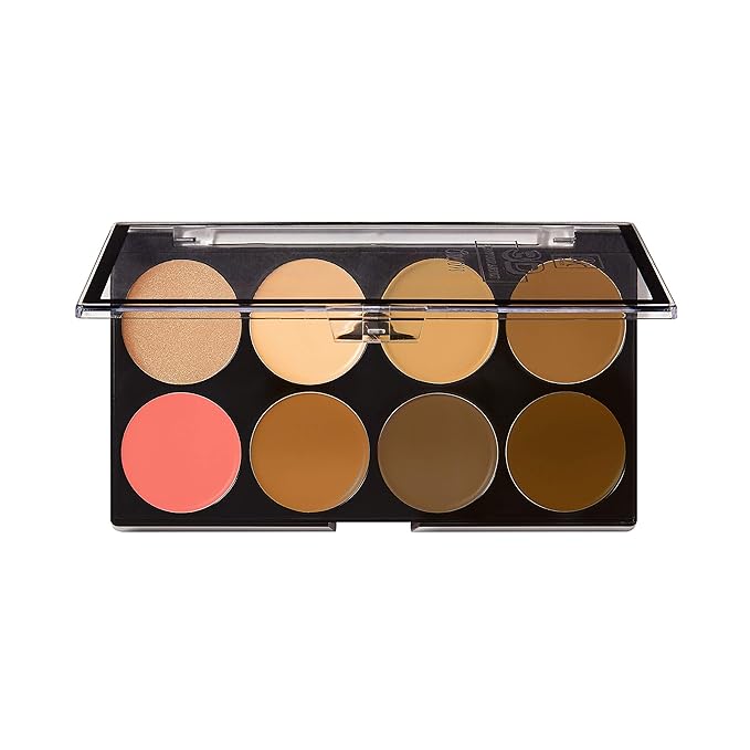 Ruby Kisses Flawless Finish with 3D Contour Cream Makeup Palette – Lightweight, Multi-Palette, Contouring Foundation, Creamy, Sculpt &Highlighting, Define Cheekbones (Light Medium)-VivaGrace Women