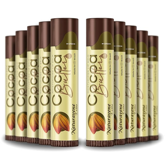 Moisturizing Lip Balm Cocoa Butter Box of 10, Moisturizing Hydrated Lips, Ligth Yellow, 0.13 Fl Oz, 1-VivaGrace Women