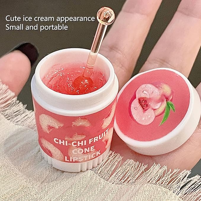 Lip Balm Cute, 3pcs Cute Ice Cream Shape Moisturizing Fragrance Wrinkle Removal Lip Care Cream for Chapped Lips Daily Use-VivaGrace Women