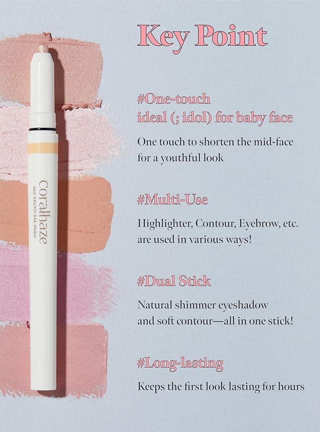 CORALHAZE Idol AEGYO-SAL Maker 01 Champagne Beige, 2-in-1 Under-Eye Highlighter and Contour Liner for Bright, Voluminous Eyes, Long-Lasting, Smudge-Proof Shimmer Stick with Natural Glow, Korean Beauty-VivaGrace Women