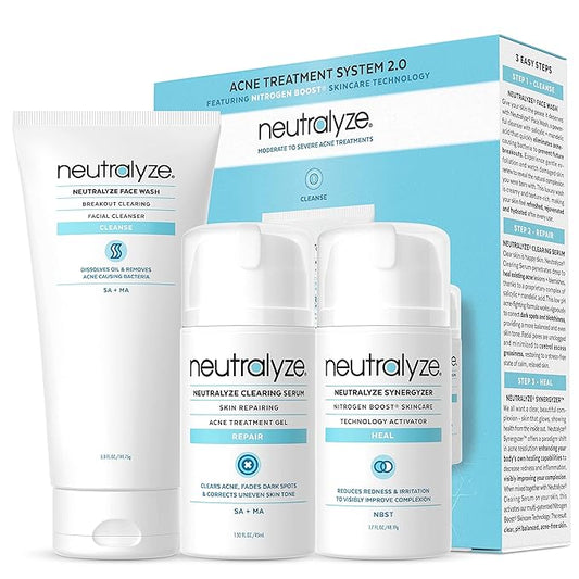 Moderate To Severe Acne Treatment Kit 2.0 - Maximum Strength Acne Kit, 2% Salicylic Acid, 2% Mandelic Acid & Nitrogen Boost Skincare Technology - Acne Treatment for Teens & Adults (90+ Day)-VivaGrace Women