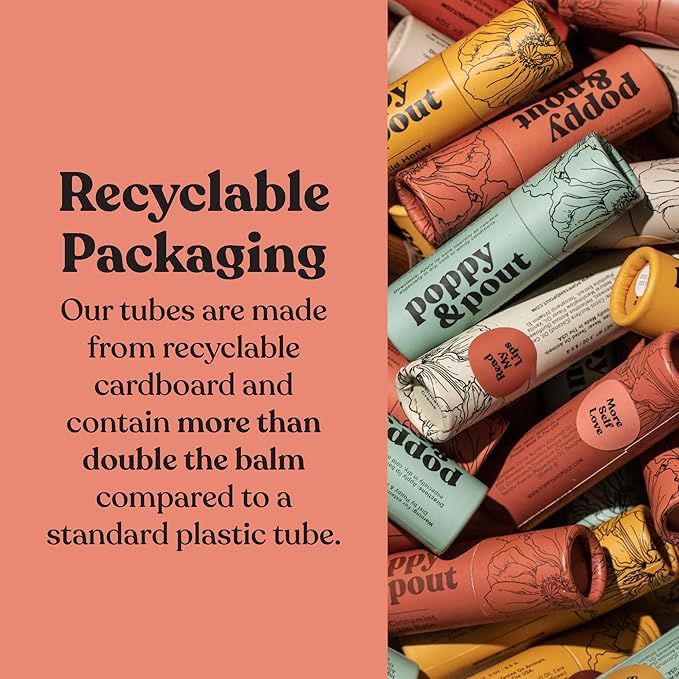 Jumbo Lip Balm Gift Set (5-Pack) | Poppy & Pout All Natural Lip Balms & Moisturizers | Hydrates with Beeswax, Vitamin E, Organic Coconut Oil | Cruelty-Free | Lip Balm in Recyclable Cardboard Tube-VivaGrace Women