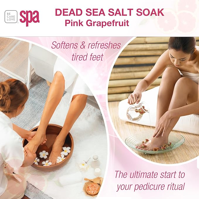 BCL SPA Dead Sea Salt Soak - bath salt with organic Pink Grapefruit, Shae Butter, Arnica, Aloe Vera juice, Chamomile, Argan oil & Jojoba oil skin exfoliator - Home/Professional use 16 fl oz-VivaGrace Women