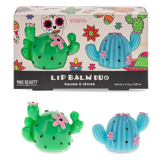 Mad Beauty Fiesta Forever Lip Balm Duo | Cactus-Shaped | Pineapple & Lime Scents | Cruelty-Free | Fun and Moisturizing Lip Care-VivaGrace Women