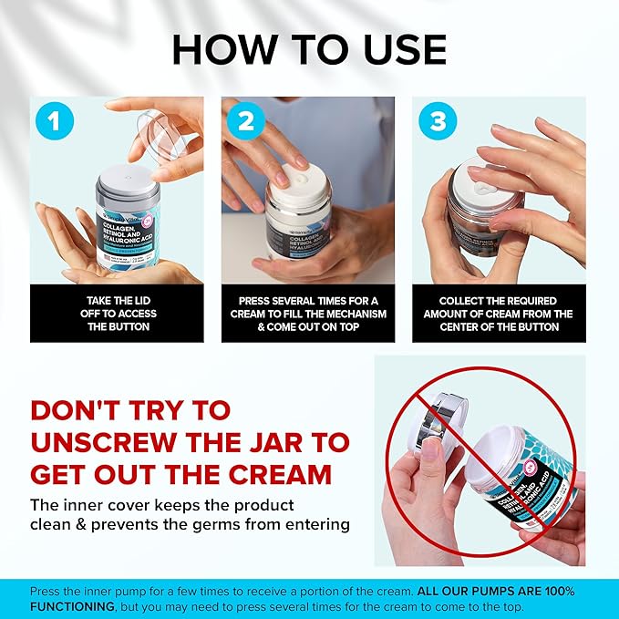 SimplyVital Collagen, Retinol & Hyaluronic Acid Cream - Anti-Aging Retinol Cream for Face, Neck & Décolleté - Made in USA - Daily Moisturizer Face Cream - 3.38 fl oz-VivaGrace Women