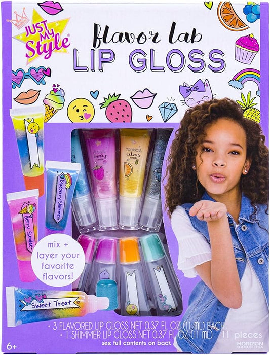 Just My Style Flavor Lab Lip Gloss by Horizon Group USA, DIY 4 Custom Lip Glosses By Mixing Colorful Flavors & Lip Shimmer. Flavors, Shimmer, Lip Gloss Tubes Mixing Stick & Instructions Included-VivaGrace Women