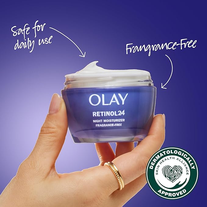 Olay Retinol 24 Face Moisturizer, Anti-Aging Night Cream for Women, Fragrance-Free, Non Greasy - Anti-Wrinkle, Smooth Fine Lines, Tightening, Hydrating Skin Care - Peptides, Glycerin, 1.7 Oz-VivaGrace Women