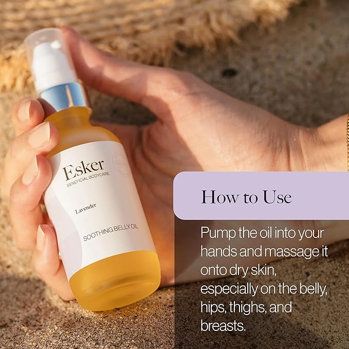 ESKER Natural Soothing Belly Oil | (4.0oz) | Plant-Based Formulated for Pre and Postpartum Skin | Designed to Fade Existing Stretch Marks and Prevent the Formation of New Ones | Cruelty Free-VivaGrace Women