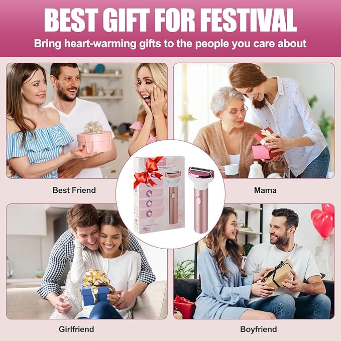 Women Face Epilator, 4-in-1 Body Shaver and Facial Epilator, Hair Removal for Faces, Rechargeable Electric Facial Hair Removal Devices for Face, Armpits, Eyebrows, Nose-VivaGrace Women