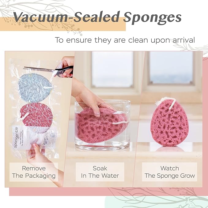 Spongentle Deep Cleansing Body Loofah Sponge, Natural Colors, for Bath and Shower, Multiple Textures for Gentle and Deep Exfoliation, Generous and Rich Lather, (Pack of 2)-VivaGrace Women