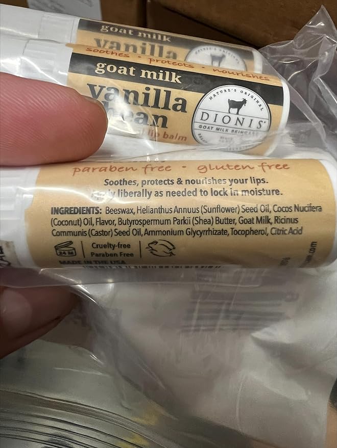 Dionis Goat Milk Skincare Vanilla Bean Holiday Lip Balm Gift Set - Beeswax, Shea Butter & Coconut Oil Lip Care Products Made in The USA - Cruelty Free Lip Moisturizer For Chapped Lips, 0.28oz 3 Pack-VivaGrace Women