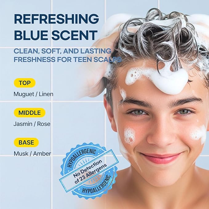 TS GD Shampoo for Boys | Korean Teen Shampoo with Upgraded Probiotics | Anti-Dandruff & Itchy Scalp Relief | Blue Fresh Allergy-Free Fragrance | Sulfate-Free (13.5 fl oz, 400ml)-VivaGrace Women