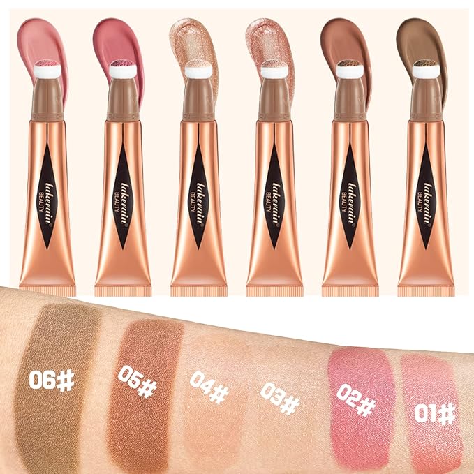 MEICOLY Liquid Contour Beauty Wand,Cream Contour Stick with Cushion Applicator,Liquid Bronzer Stick for Women and Girl,Blendable Long Lasting Smoothly Silky Contour Makeup,Cruelty-free,Medium to Dark-VivaGrace Women