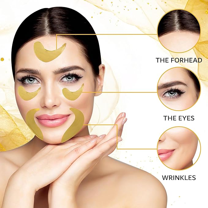 32 Pairs 24K Gold Under Eye Patches - Dark Circle & Puffy Eye Treatment - Anti-Aging Hydrogel for Wrinkle Reduction & Skin Rejuvenation - Reduces Wrinkles & Freshens Skin-VivaGrace Women