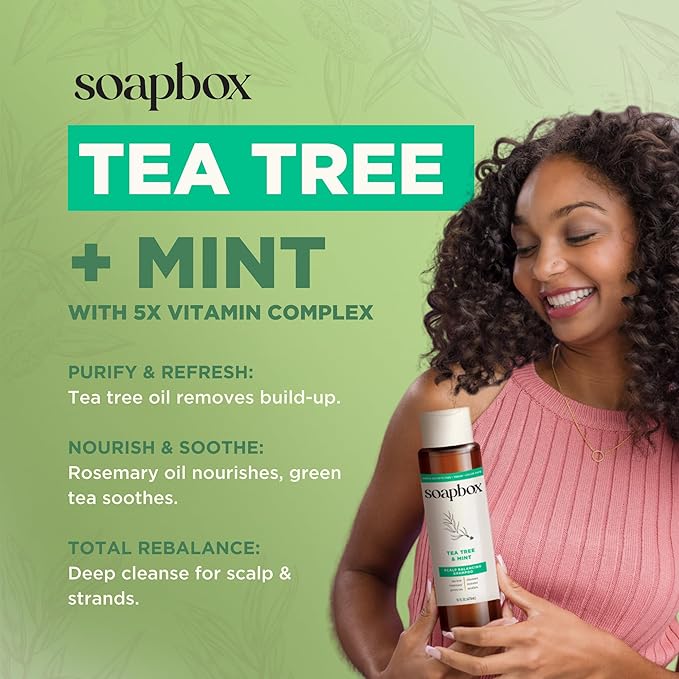 Soapbox Tea Tree Shampoo and Conditioner Set, Scalp Balancing with Tea Tree Oil, Jojoba Oil, Aloe and Shea Butter to Clean and Purify for All Hair Types, 16 Ounces Each (Pack of 2)-VivaGrace Women