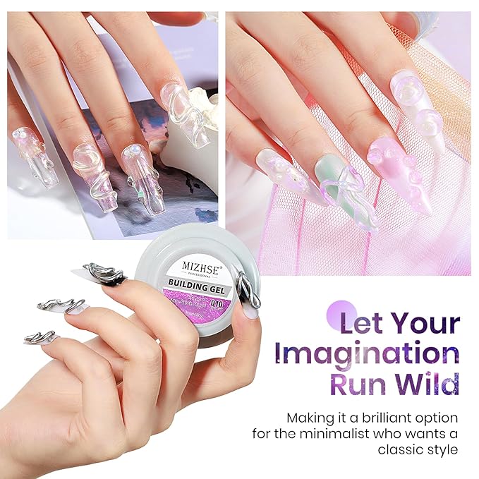 MIZHSE Solid Builder Gel for Nails - 30g/1oz Purple Mermaid Hard Gels for Nails 3D Gel with Dual Forms 3D Sculpting Pen Soak off U V Nail Builder Gels for Extension 3D Nail Art Women-VivaGrace Women