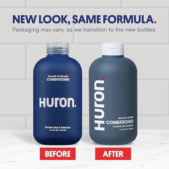 Huron Men’s Conditioner - Lightweight, Hydrating Conditioner - Eliminates Frizzy Hair, Moisturizes, & Restores Shine - Clean & Invigorating Scent - 100% Vegan Ingredients & Cruelty-Free - 11.8 Fl Oz (2 Pack)-VivaGrace Women