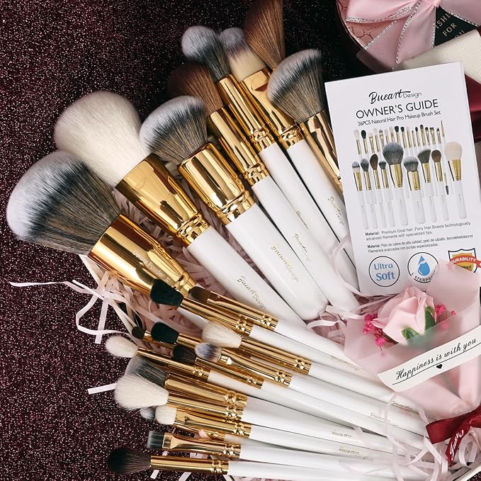 Professional Makeup Brushes Set Premium Quality Goat Hair Synthetic Fiber Powder Foundation Highlight Concealer Eyeshadow Blending By Bueart Design-VivaGrace Women