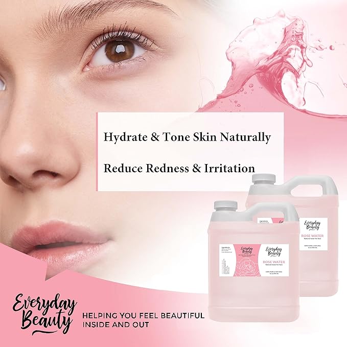 Rose Water Facial Toner Bulk - 64oz Alcohol-Free Vegan All Natural Refreshing Spray Mist for Face and Hair - Uplifts, Calming & Soothing for All Skin Types-VivaGrace Women