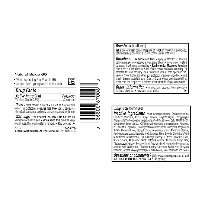 Neutrogena Healthy Skin Liquid Makeup Foundation,Broad Spectrum SPF 20 Sunscreen,Lightweight & Flawless Coverage Foundation with Antioxidant Vitamin E & Feverfew,Natural Beige,1 fl. oz (Pack of 1)-VivaGrace Women