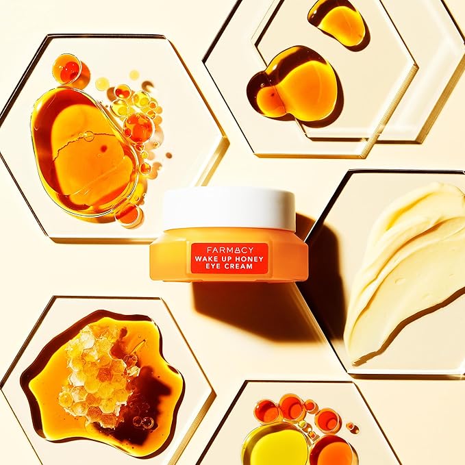 Farmacy Brightening Eye Cream - Wake Up Honey Under Eye Cream for Dark Circles + Puffiness - Caffeine Eye Cream Enriched with Vitamin C + Cranberry Peptide to Smooth Wrinkles Over Time (15ml)-VivaGrace Women