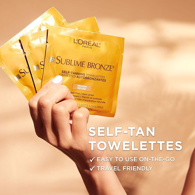L'Oreal Paris Sublime Bronze Self Tanning Towelettes, Streak-Free, Natural Looking Tan, 6 ct-VivaGrace Women