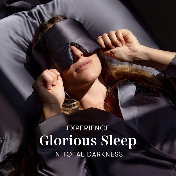 DROWSY Silk Sleep Mask. Face-Hugging, Padded Silk Cocoon for Luxury Sleep in Total Darkness. (Moonlight Shadow)-VivaGrace Women