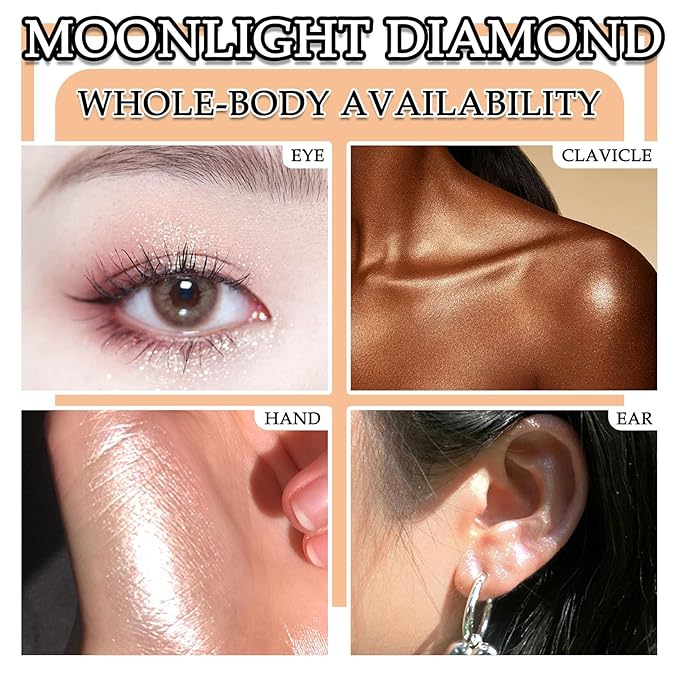 Body Glitter Face Highlighter Palette,Shimmering Shiny Contour Makeup Palette for Women,Lightweight Smoothing Long Lasting Face High Gloss Highlighter Powder Makeup Kit with Brush 01#-VivaGrace Women