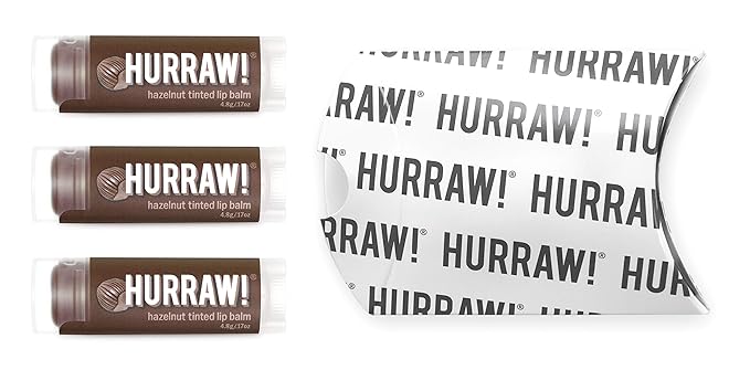 Hurraw! Hazelnut Tinted Lip Balm, 3 Pack: (Sheer Brown Tint) Organic, Certified Vegan, Cruelty and Gluten Free. Non-GMO, 100% Natural Ingredients. Bee, Shea, Soy and Palm Free. Made in USA-VivaGrace Women