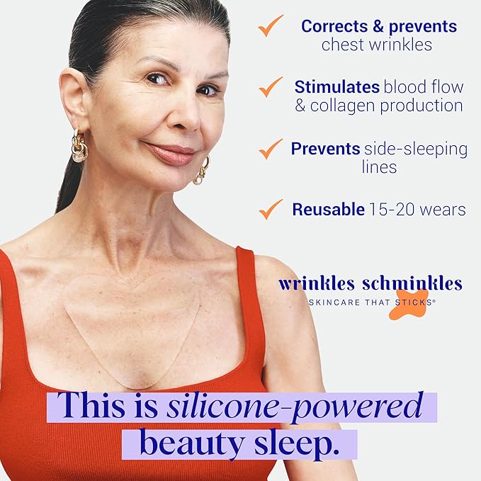 Wrinkles Schminkles Chest Wrinkle Patch - Reusable Silicone Smoothing Pads for Cleavage & Body, Reduce Wrinkles & Stretch Marks, Sensitive Formulated, Secret to Radiant Skin (1 Pack)-VivaGrace Women