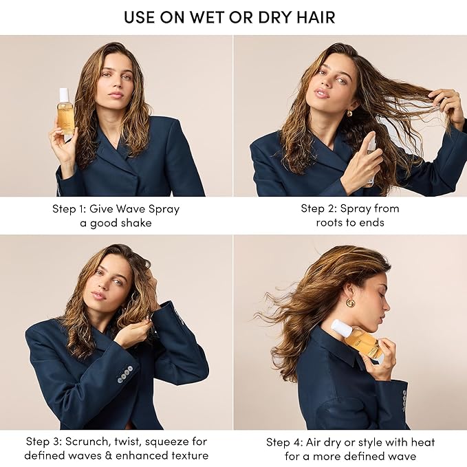 OUAI Full Size Leave In Conditioner & Deluxe Size Wave Spray Bundle - Hair Styling Products for Frizz Control, Volume, Texture & Added Shine (2 Count)-VivaGrace Women