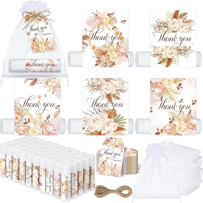 50 Set Employee Appreciation Gifts Bulk Baby Shower Favors Lip Balms Bulk Thank You Gifts Wedding Bridal Shower Bachelorette Gifts Prizes for Guests Women Teacher Coworker Nurse(BOHO)-VivaGrace Women