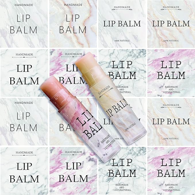 CRASPIRE Lip Balm Labels 80pcs Homemade Lip Balm Labels 2” Clear Lip Balm Labels for Tubes Printable Waterproof Lip Balm Stickers Labels for Lip Balm Handcream Candle Container（Marble Pattern）-VivaGrace Women