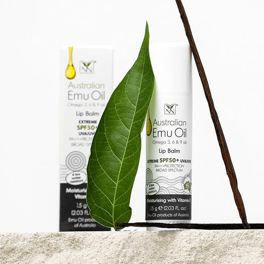 YNN Emu Oil Moisturizing Lip Balm with Extreme SPF50+ Sun Protection - 4-Hour Water Resistant, Fortified with Vitamin E, Amino Acids & Omega 3, 6 & 9 - Y-Not Natural, 15g Stick - 2 Pack-VivaGrace Women