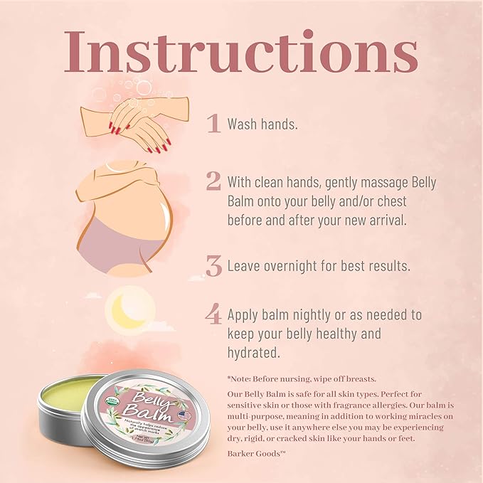 Organic Belly Balm - Natural, Made in USA, & USDA Certified Stretch Mark Cream to Moisturize, Protect, & Heal Skin Before & After Arrival-VivaGrace Women