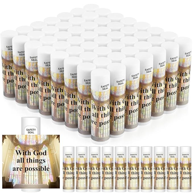 DMSKY 60 Lip Balm Bulk, Christian Gift for Women Men Faith Religious Moisturizing Lip Care Product Stocking Stuffers with Inspirational Scripture Happy Moment Praise God for Friend-VivaGrace Women