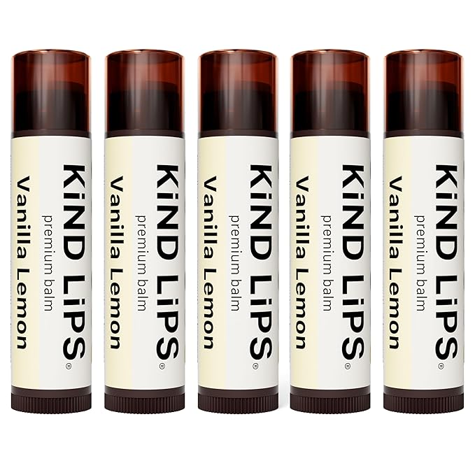 Kind Lips Lip Balm - Nourishing & Moisturizing Lip Care for Dry Lips with Shea Butter, Beeswax & Vitamin E | Vanilla Lemon Flavor | 0.15 Oz (Pack of 5)-VivaGrace Women
