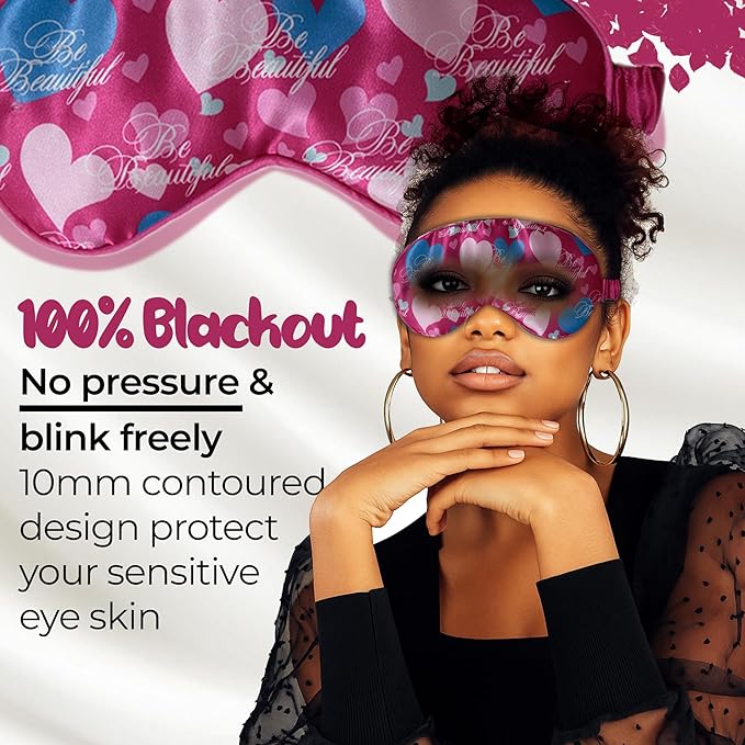 Luxury Sleep Mask – Soft, Lightweight & Ultra Comfort-Perfect for Light Blocking Wake up Radiant (Pink, Elastic Band Strap)-VivaGrace Women