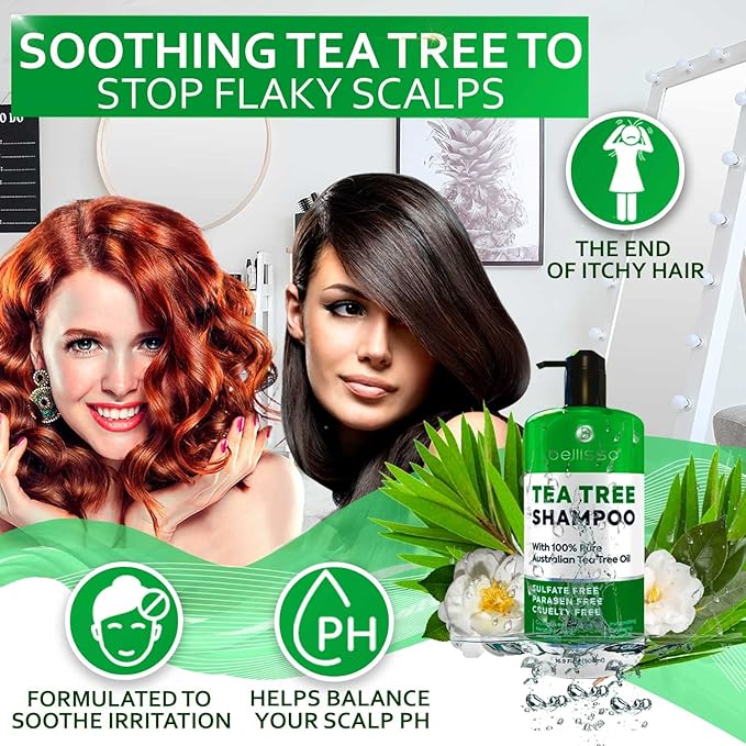 Tea Tree Oil Shampoo - Sulfate and Paraben Free with Collagen Keratin - Ideal for Women and Men with Oily Hair and Scalp Buildup - Anti Dandruff Treatment for Itchy, Dry Scalps – Salon Grade Products-VivaGrace Women