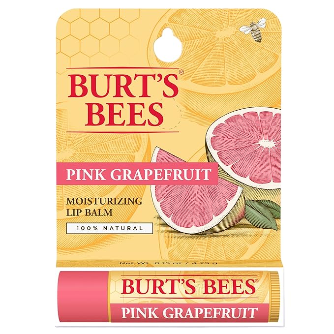 Burt's Bees 100% Natural Moisturizing Lip Balm, Pink Grapefruit with Beeswax & Fruit Extracts, 1 Tube-VivaGrace Women